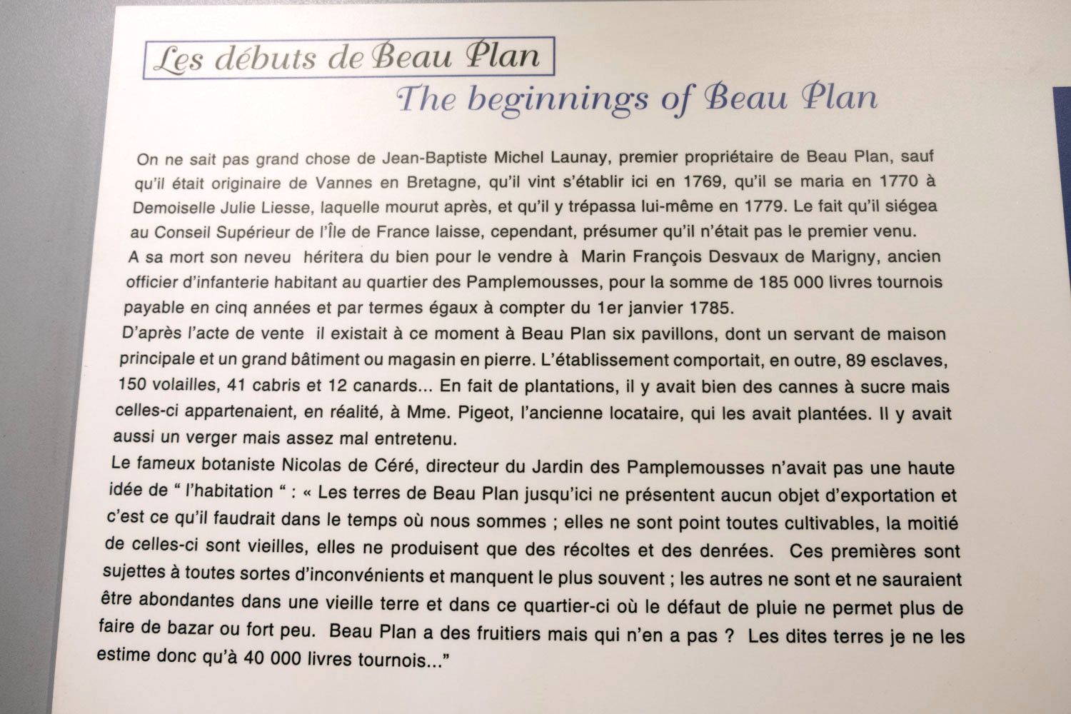 Les débuts de Beau Plan.