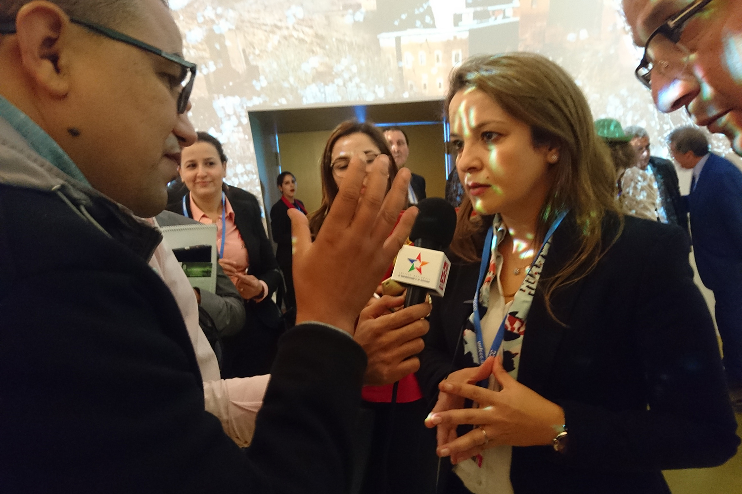 La ministre  Marocaine  Déléguée chargée de l’Eau, Charafat Afailal à la sortie de la conférence Sécurité hydrique pour une justice climatique, le 8 novembre 2016, au pavillon marocain de la Cop22. 