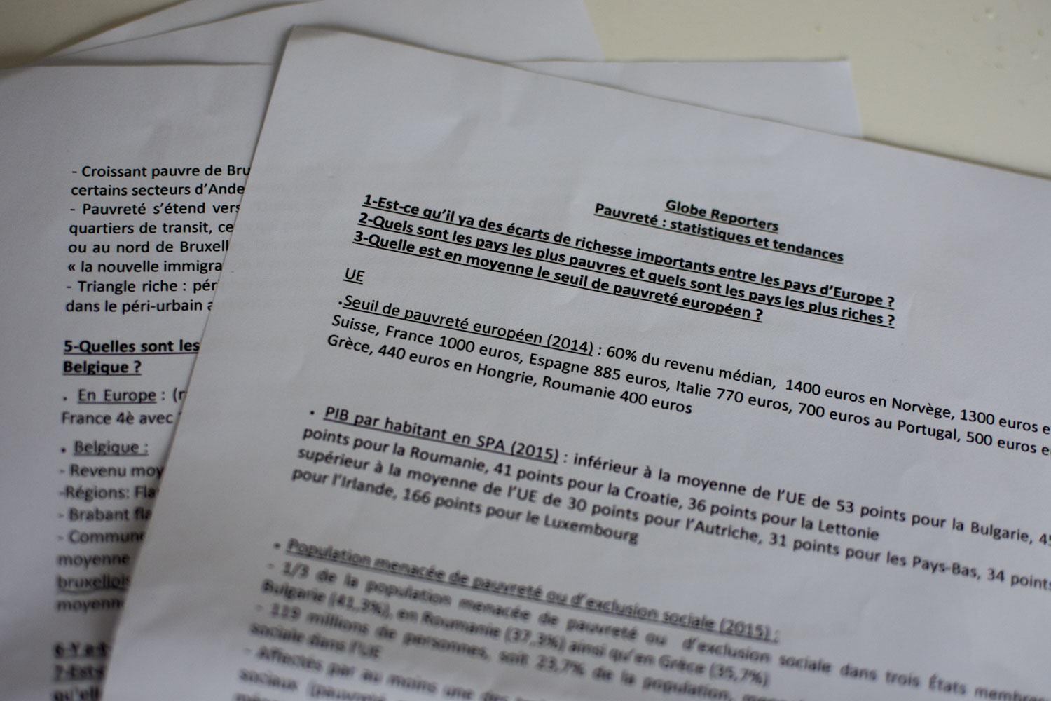 Les notes préparées spécialement pour Globe Reporters par ses collaborateurs. Une interview se prépare aussi du côté de la personne interrogée ! Les chiffres ne s’inventent pas, il faut les manier avec précision et rigueur pour ne pas donner de fausses informations