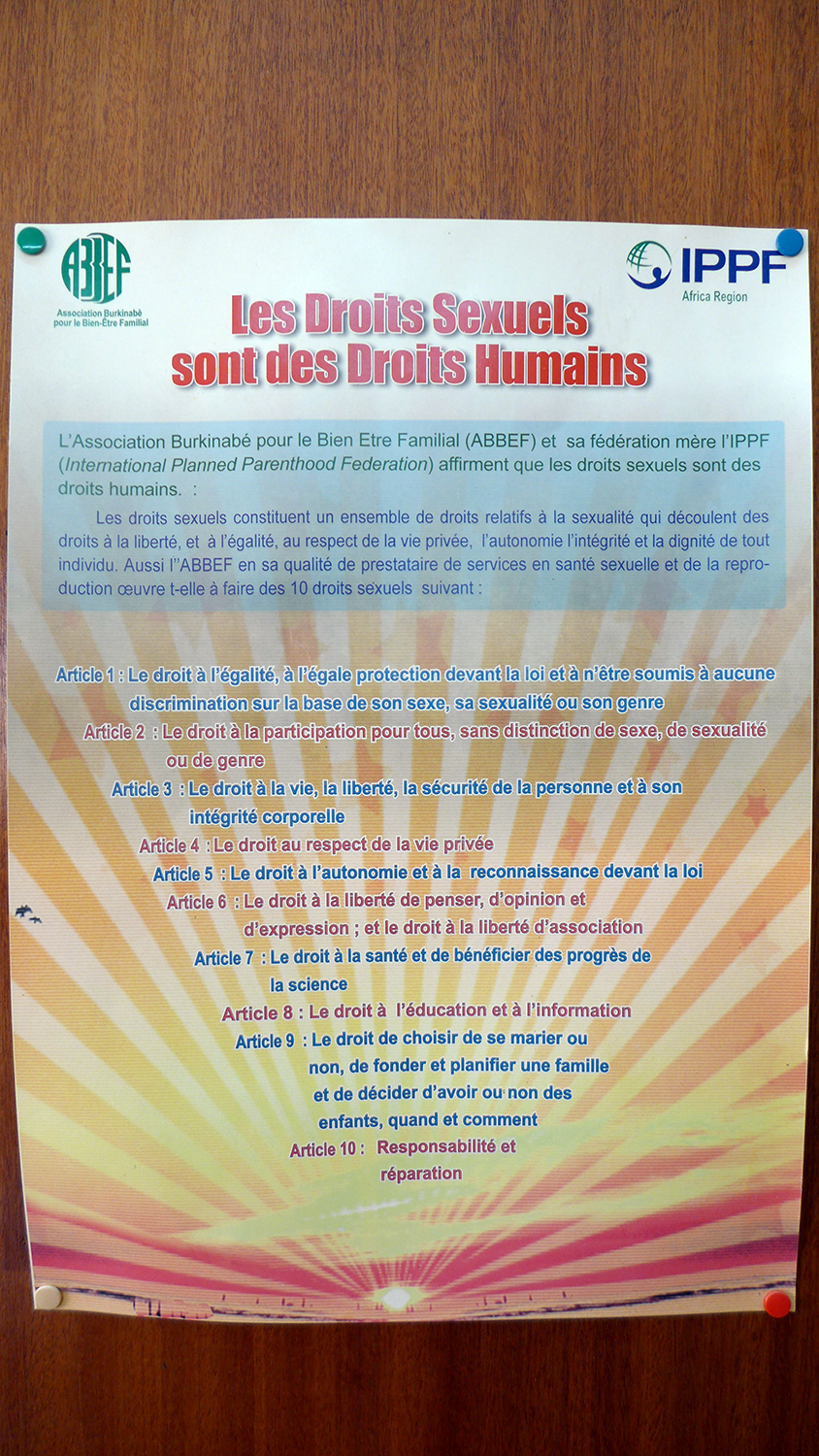 Une affiche sur les droits sexuels.