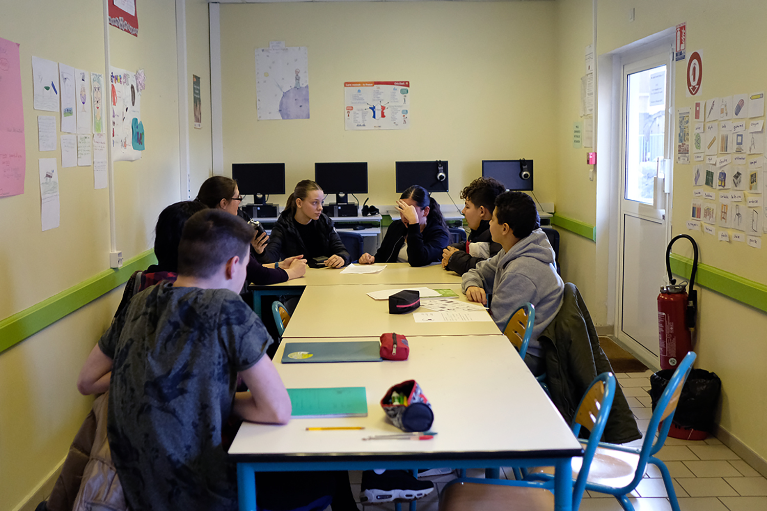 La salle de classe de l’UPE2A du collège Gérard Philippe à Hénin-Beaumont. 