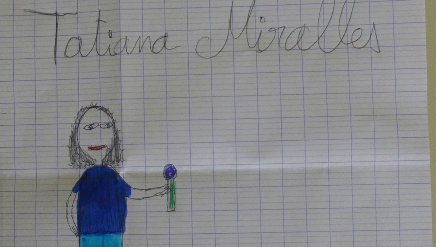 Tatiana dessinée par un élève rencontré au cours d’un reportage © Globe Reporters