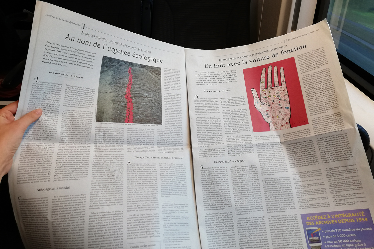 Trente-cinq minutes de trajet, à peine le temps de lire le journal. Tiens, tiens, en page 6 et 7 du Monde diplomatique du mois de janvier 2020, deux articles intéressants. Sidonie lit attentivement le premier afin de faire réagir Damien CARÊME (question 17).