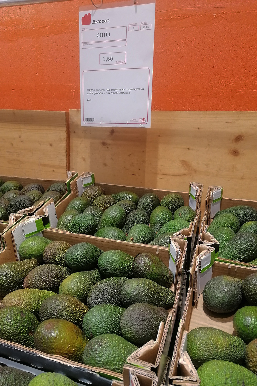 Oups … des avocats provenant du Chili ! Tous les produits du magasin ne sont pas issus du circuit court © Igor FRONTY