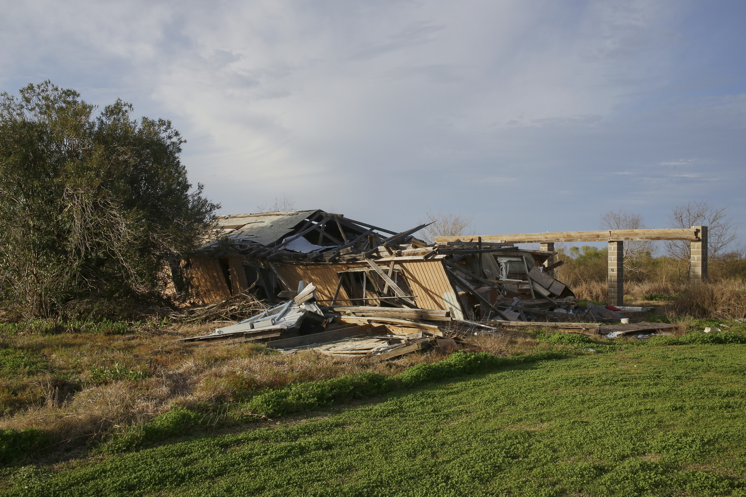 Une maison de l’Isle de Jean Charles détruite par l’ouragan Ida en 2021 © Globe Reporters