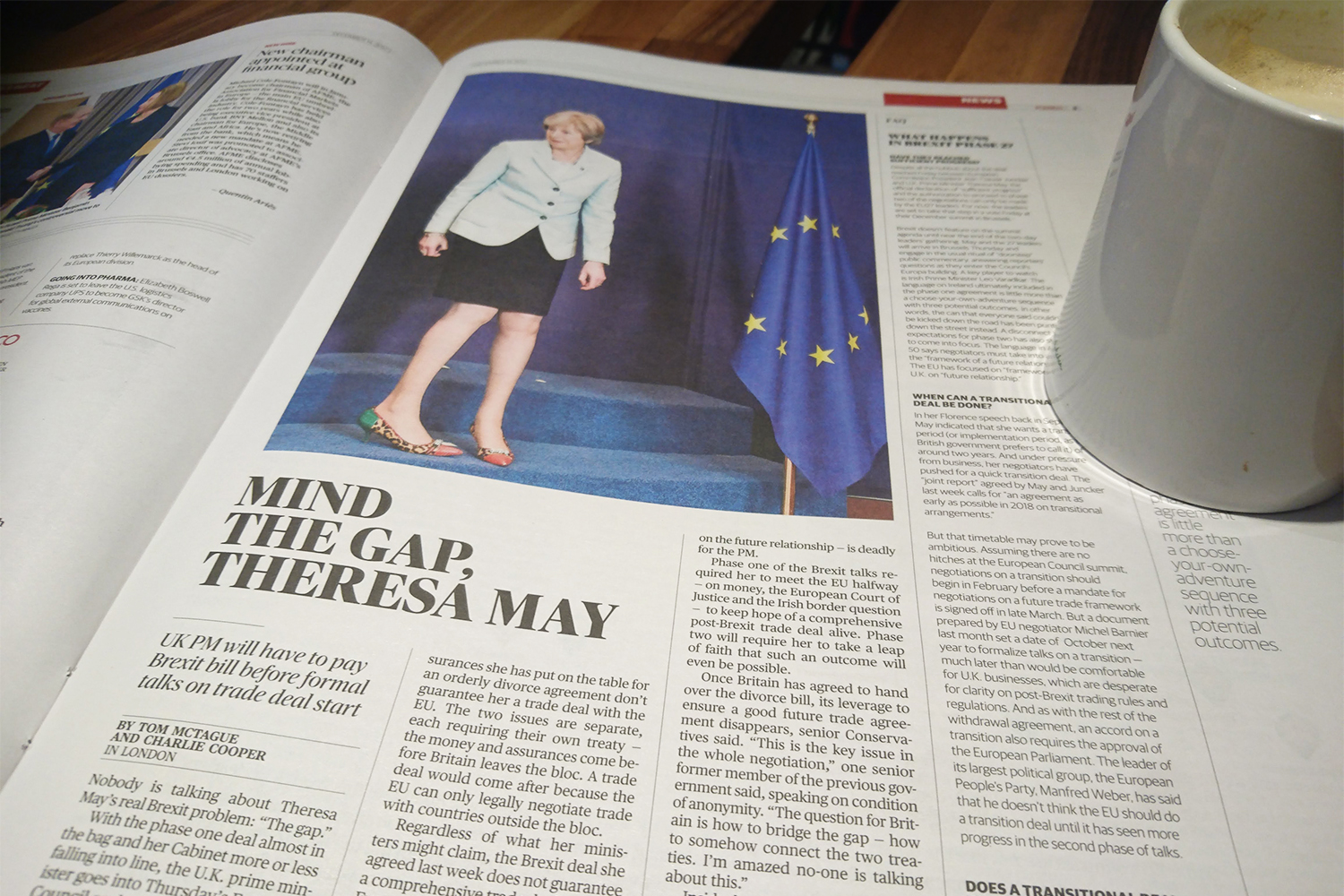 En sortant de l’interview, je prends un café pour lire le journal ... et là encore, le Brexit est au cœur des préoccupations !