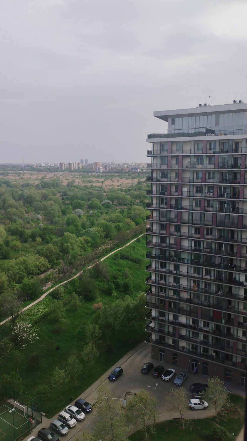 Vue vertigineuse de la réserve depuis le 15e étage de l’immeuble où se situe le bureau de Dan @ Globe Reporters