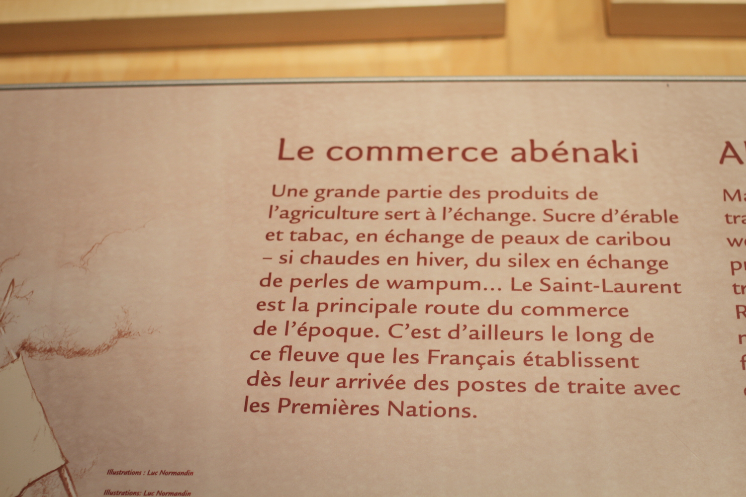 Écriteau sur le commerce des Abénakis.