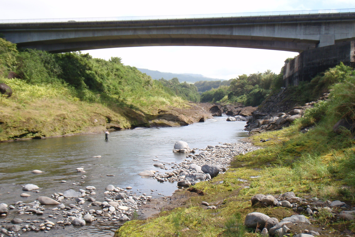 L’Office de l’eau dispose de 27 sites de mesures comme ici, la station de la rivière du Mât, au niveau de la RN2 © Office de l’eau