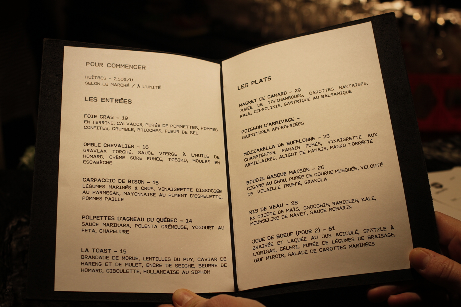 Menu de La Planque.