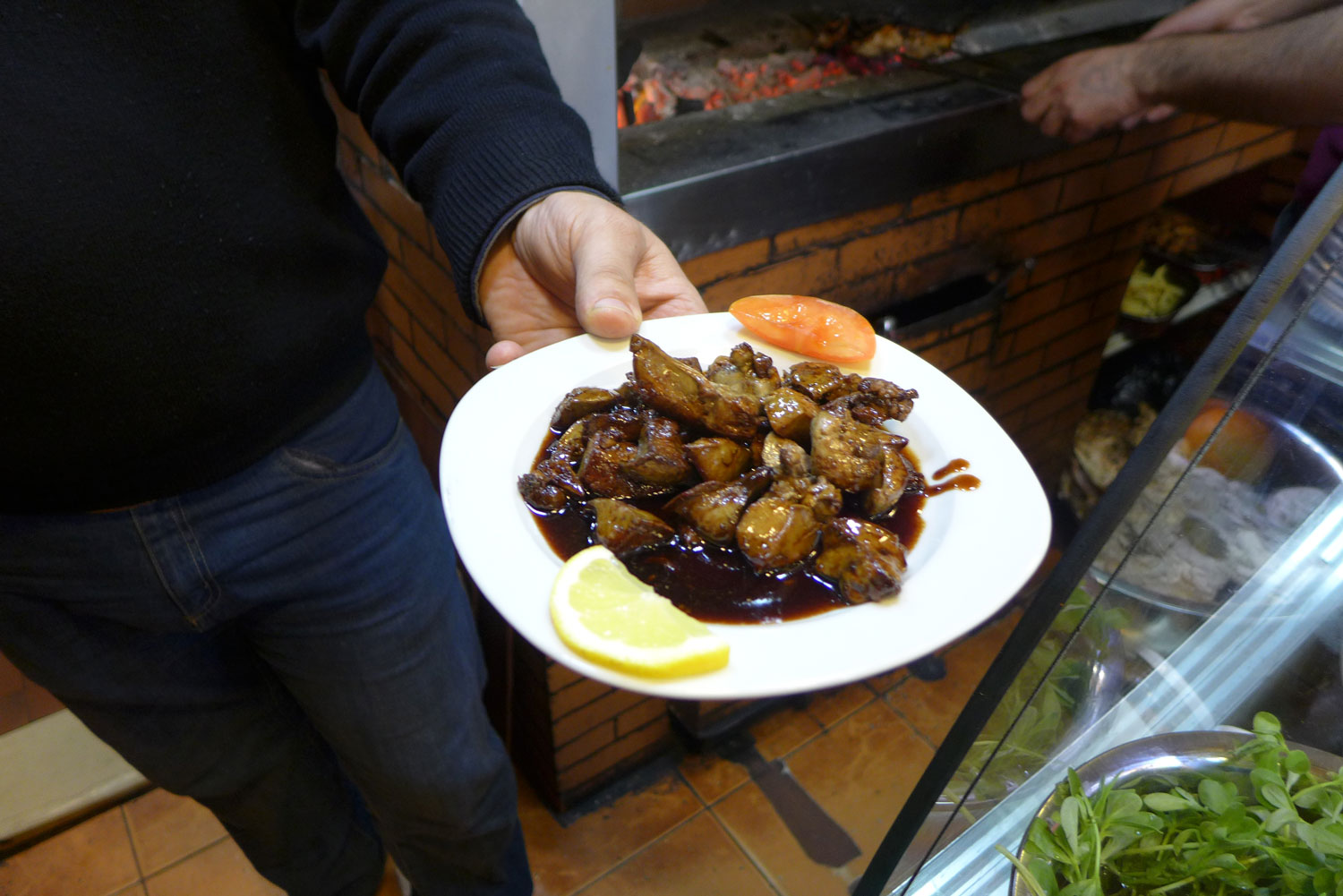 Foies de poulets grillés.