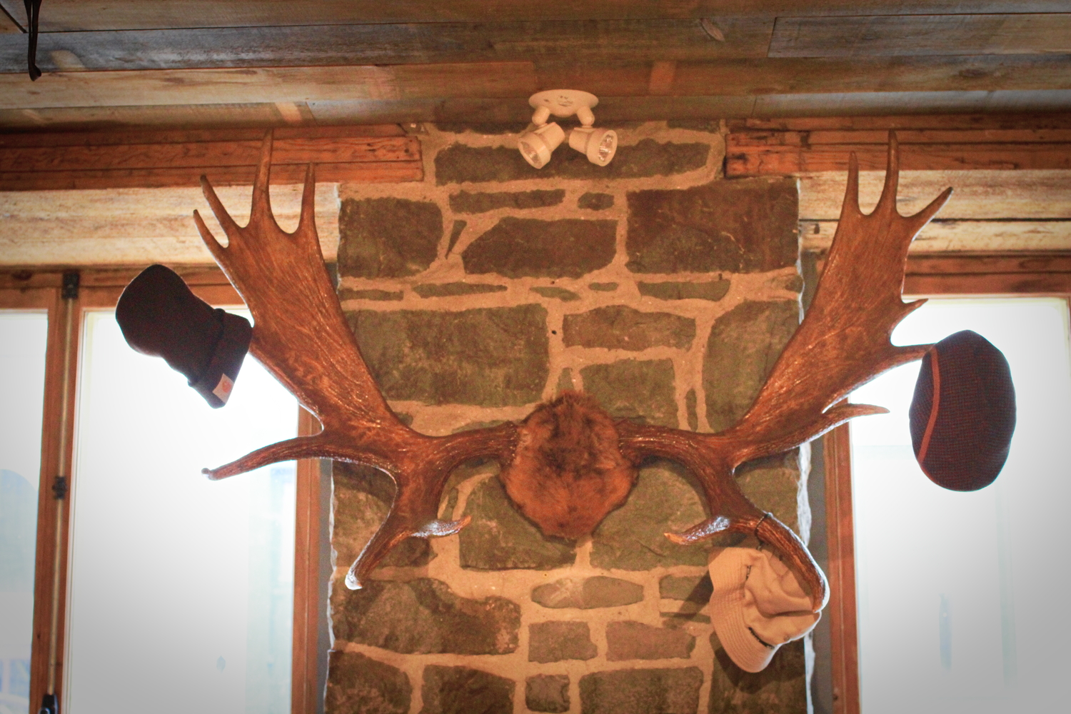 Autre décoration surprenante, avec des bonnets accrochés à des cornes de caribou © Globe Reporters