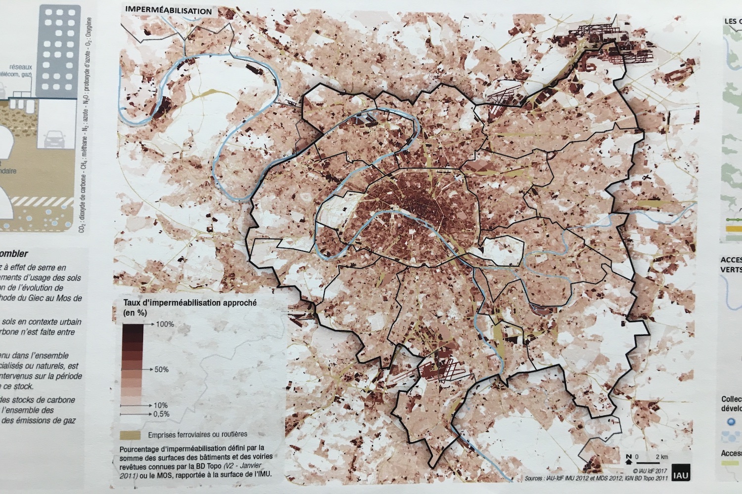 Carte du taux d’imperméabilisation de l’IDF - Plan Air energie territorial de la MGP 2017 © Globe Reporters