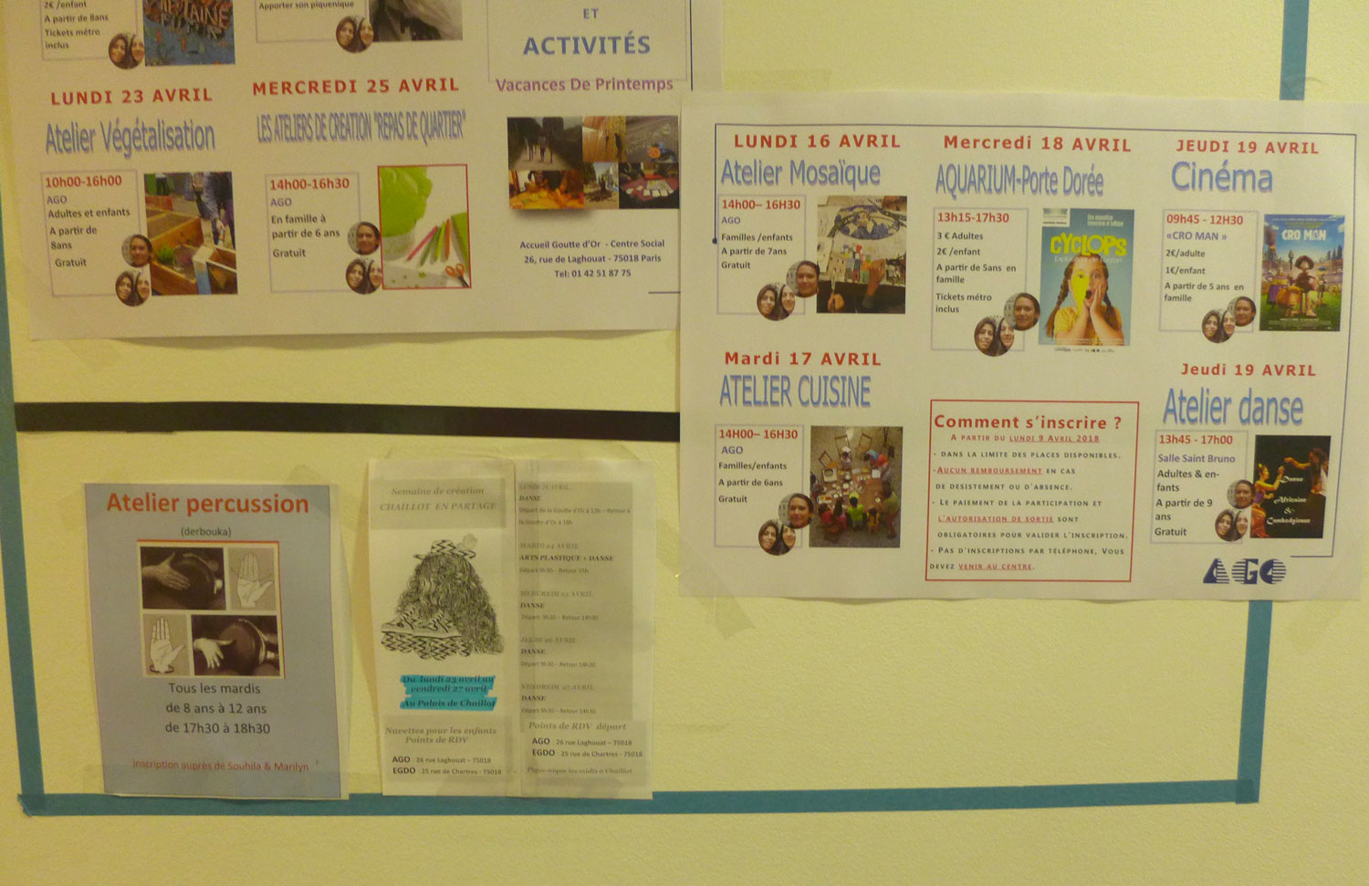 Le planning des activités proposées.