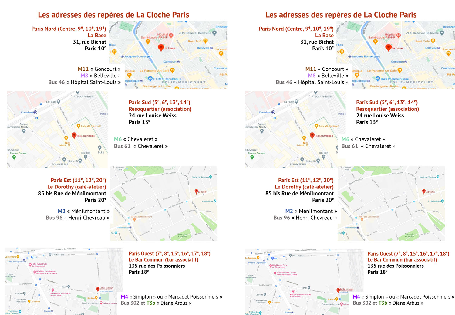 Une liste des lieux où les sans-abris peuvent retrouver l’aide de l’association © Globe Reporters