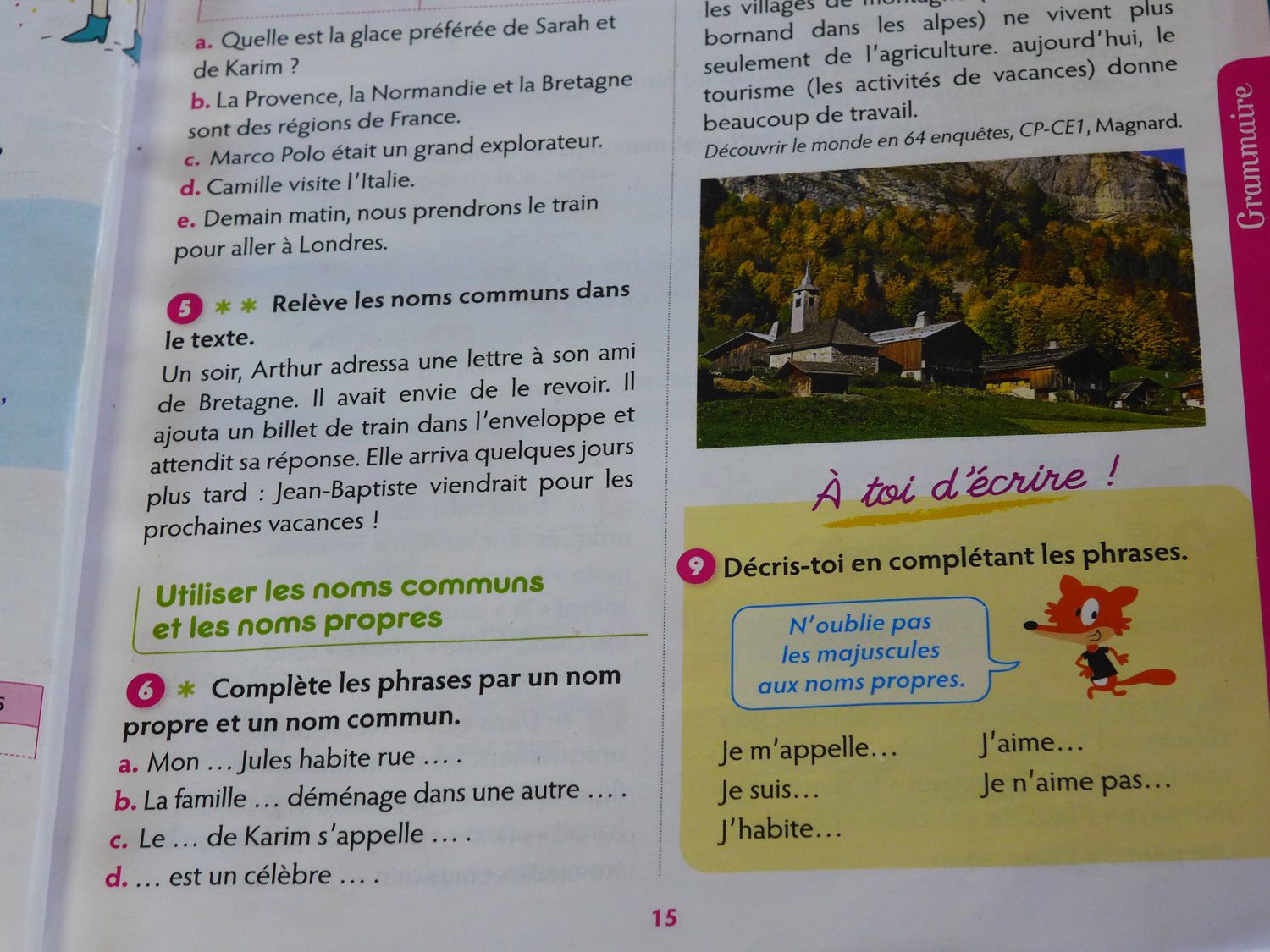 Cahier de grammaire en CE2.