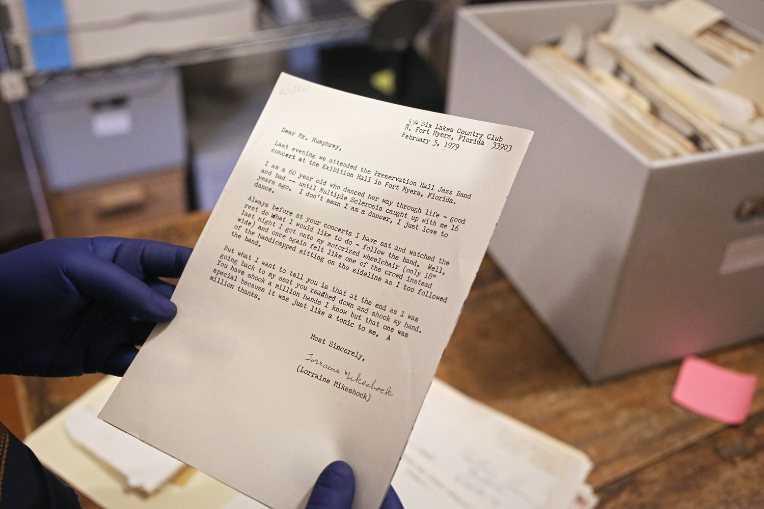Une lettre de fan pour Willie HUMPHREY © Globe Reporters