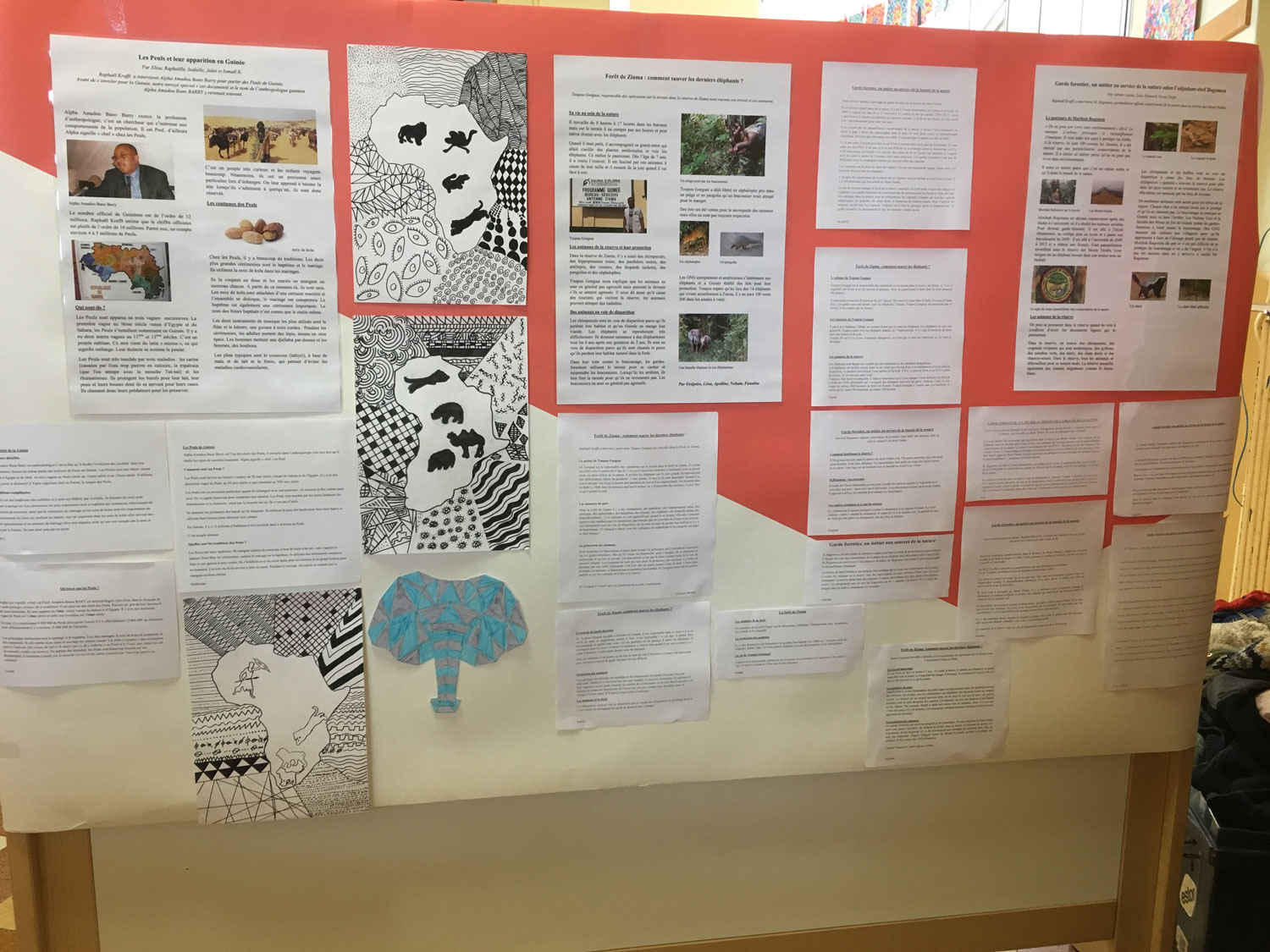 Exposition des articles dans l’école.