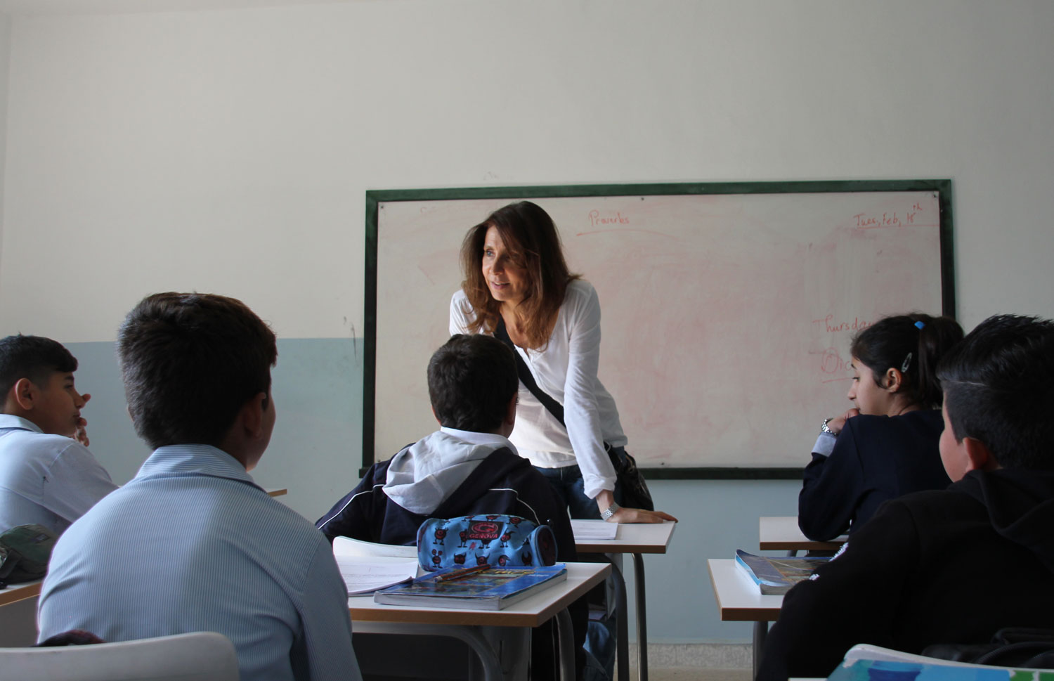 Le tour des classes permet de sensibiliser les élèves.